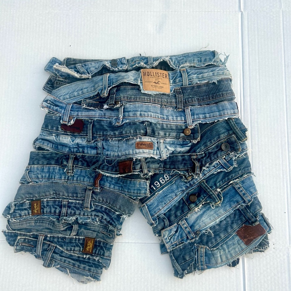 Wavy Strap Denim Shorts - (custom made available in any size) - Picture 4 of 6